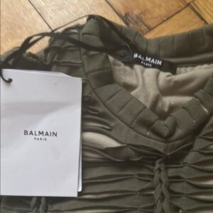 Balmain Olive Green Crew Neck Sweater